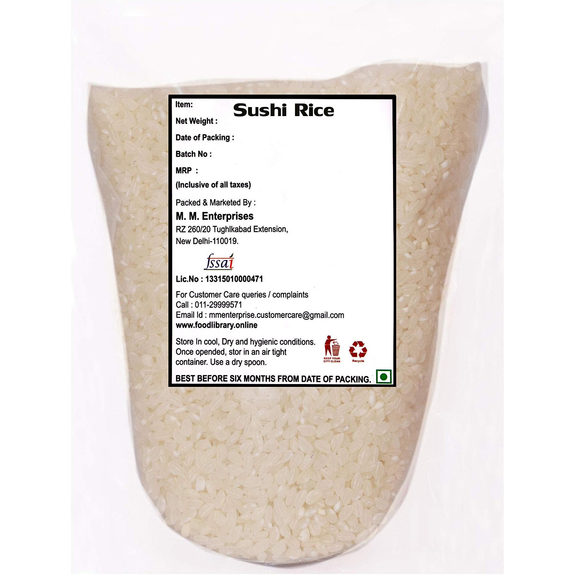 FOOD LIBRARY THE MAGIC OF NATURE Japanese Sushi Rice, 800 Gram
