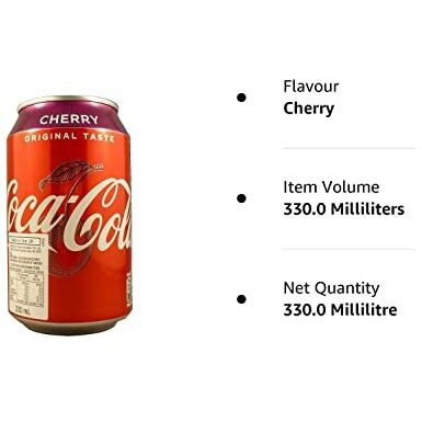 Coca-Cola Sparkling Cherry Flavour Soft Drink, 330, Vegetarian