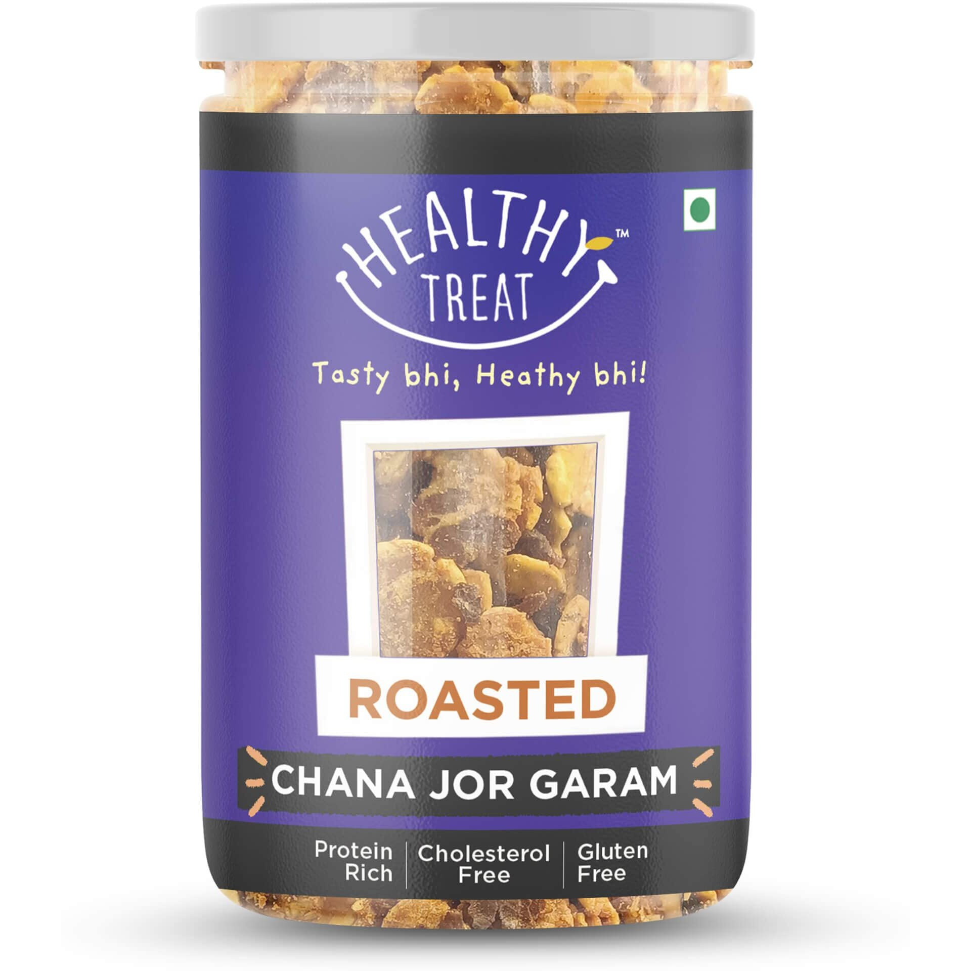 Healthy Treat Roasted Chana JOR Garam Combo 400 gm (Pack of 2, Each 200 gm) | Oil-Free I Protein-Rich | Gluten Free | Vegan