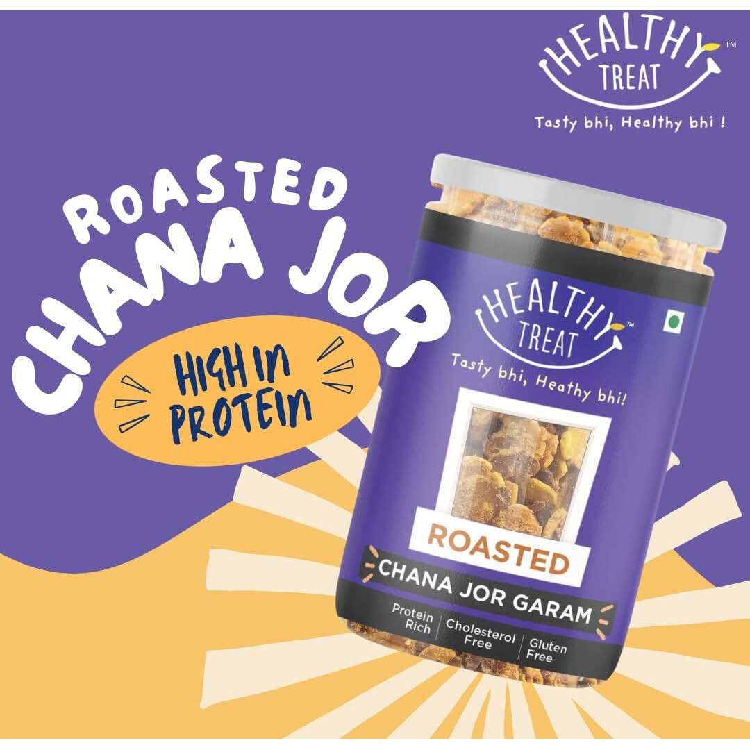 Healthy Treat Roasted Chana JOR Garam Combo 400 gm (Pack of 2, Each 200 gm) | Oil-Free I Protein-Rich | Gluten Free | Vegan