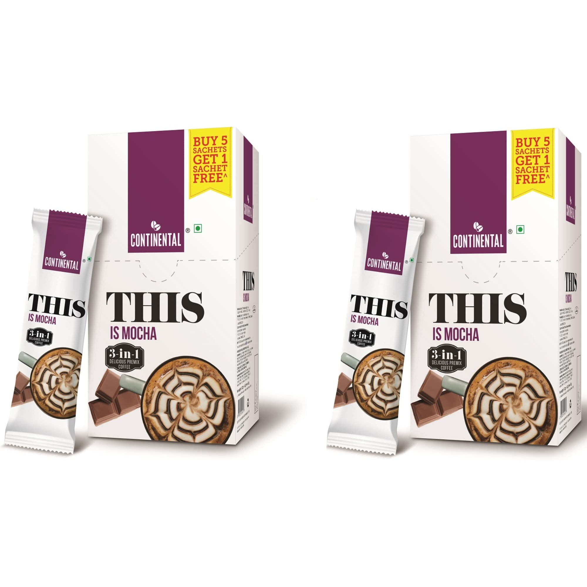 Continental This Mocha 3 In 1 Premix Instant Coffee 132 Gram (22G*6 Sachets) (Pack Of 2)