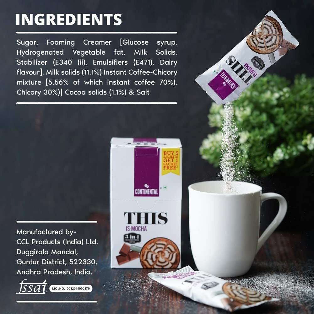 Continental This Mocha 3 In 1 Premix Instant Coffee 132 Gram (22G*6 Sachets) (Pack Of 2)