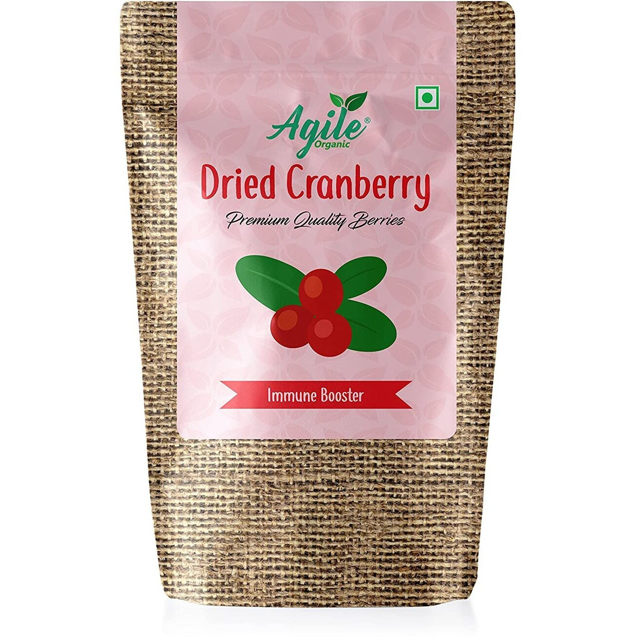 Agile Organic Whole Cranberries 250g - Non -GMO, Gluten Free & Vegan Dried Berries | Healthy Snack (250 grams) Imported From USA Dried Cranberry