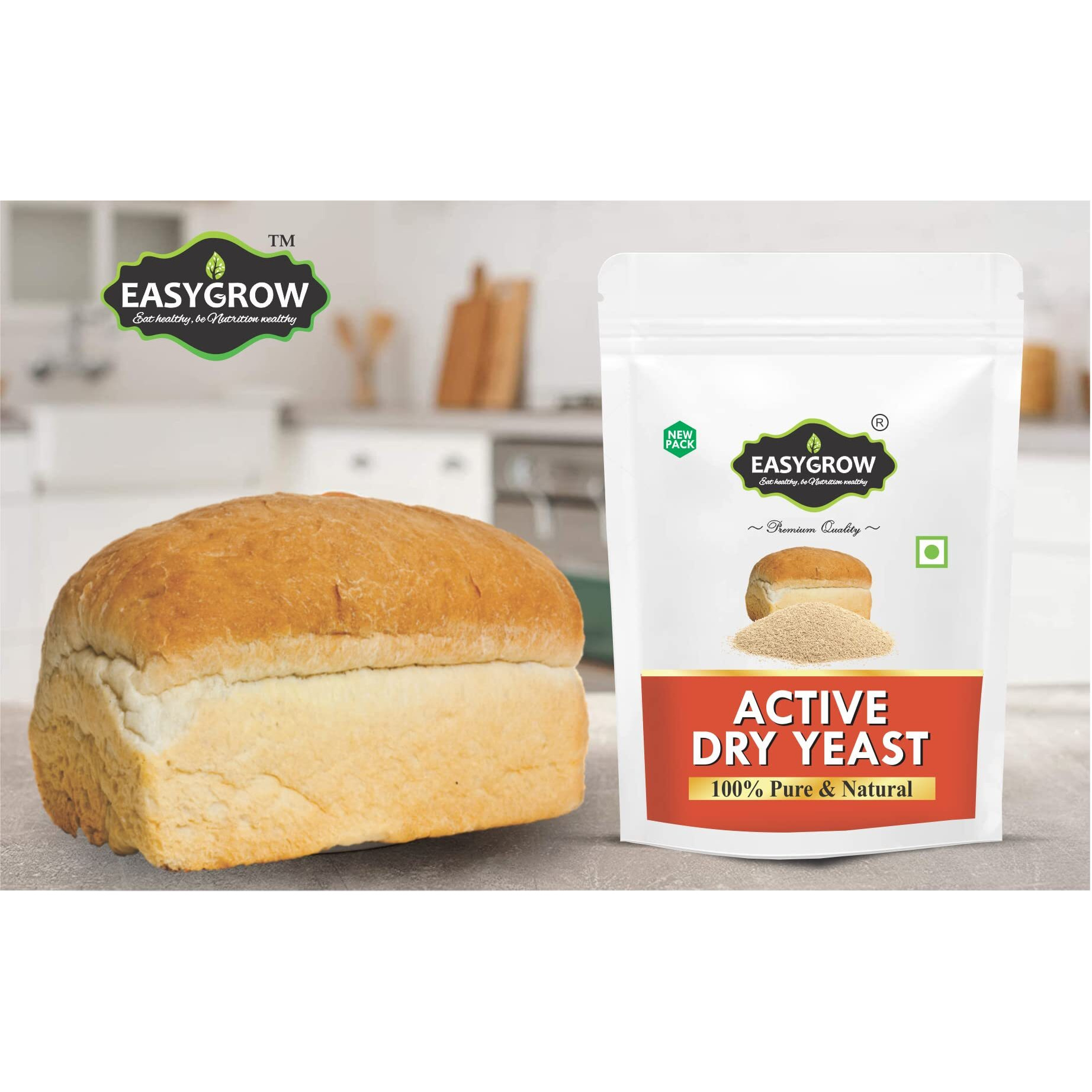 EasyGrow Bakers Active Dry Yeast, 200 g - Dry Yeast Powder for Bread, Pizza, Cake, Wine, Donuts Making