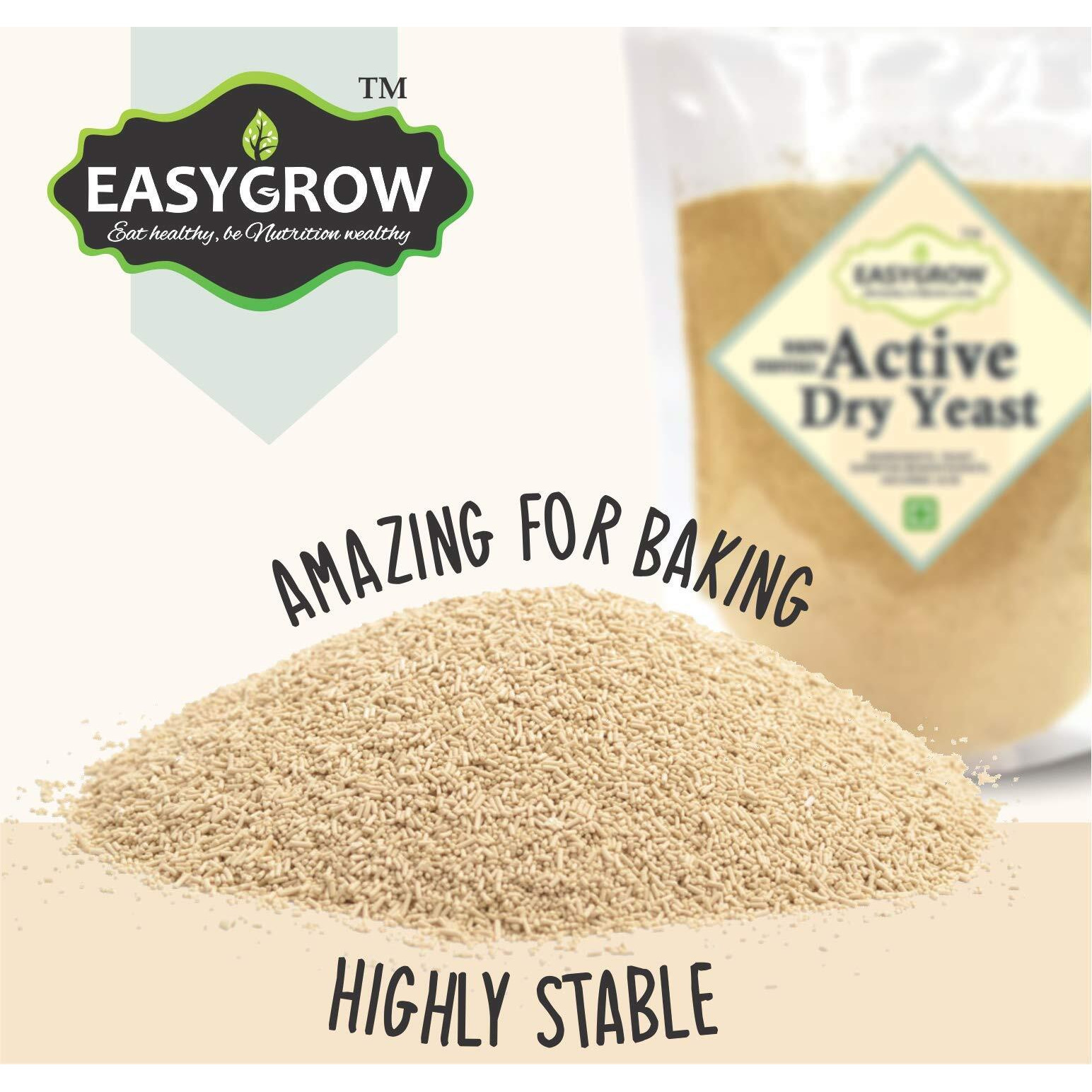 EasyGrow Bakers Active Dry Yeast, 200 g - Dry Yeast Powder for Bread, Pizza, Cake, Wine, Donuts Making