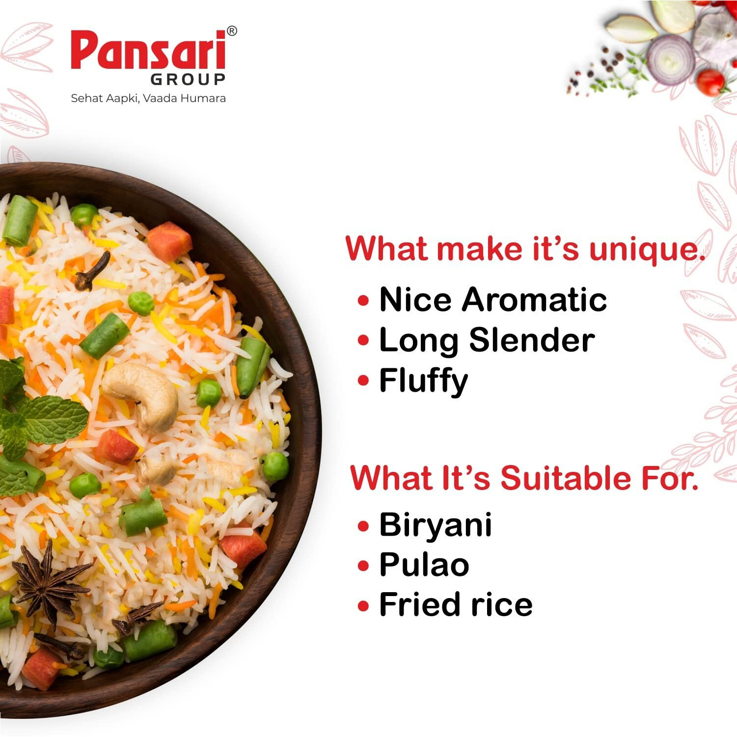 Pansari Royal Basmati Rice,1KG Great Taste and Mesmerizing Aroma | Long Grain, Naturally Aged(2-Years) with Fortified | Basmati Rice, Biryani Rice, Pulao Rice