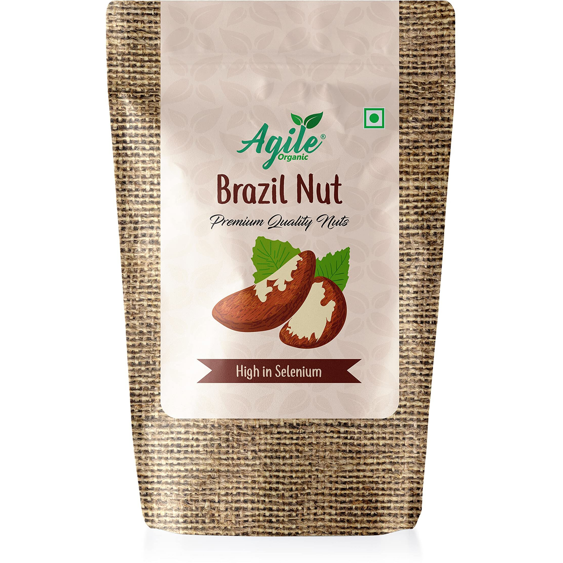 Agile Organic Jumbo Brazil Nuts 100g | Whole, Raw and Unsalted | Immunity Boosting | Rich in Selenium and Magnesium | Brazil Nut 100 gram (Grade A ++ Nuts, Premium Jumbo Size, Imported)