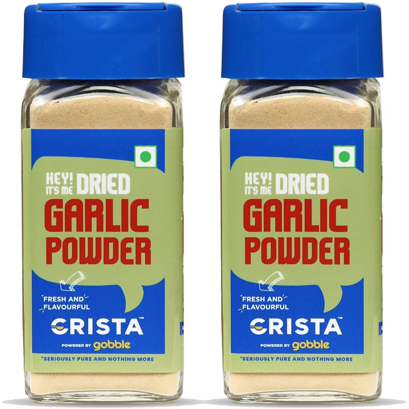 CRISTA SERIOUSLY PURE AND NOTHING MORE Dehydrated Garlic Powder | 100% Pure Lehsun Powder | Ready To Use | Farm Fresh | Zero Added Colours, Fillers, Additives & Preservatives | 45 Gms Each | Pack Of 2