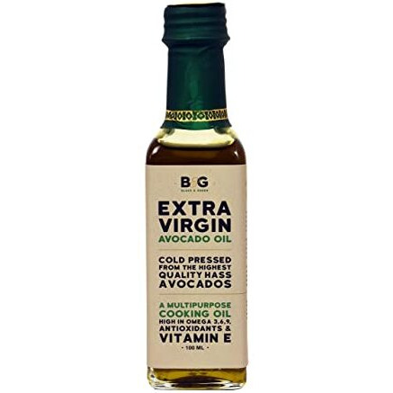 Black and Green Extra Virgin Cold Press Multipurpose Avocado Cooking Oil Bottle, 100 ml