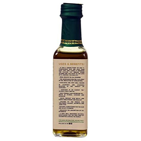 Black and Green Extra Virgin Cold Press Multipurpose Avocado Cooking Oil Bottle, 100 ml