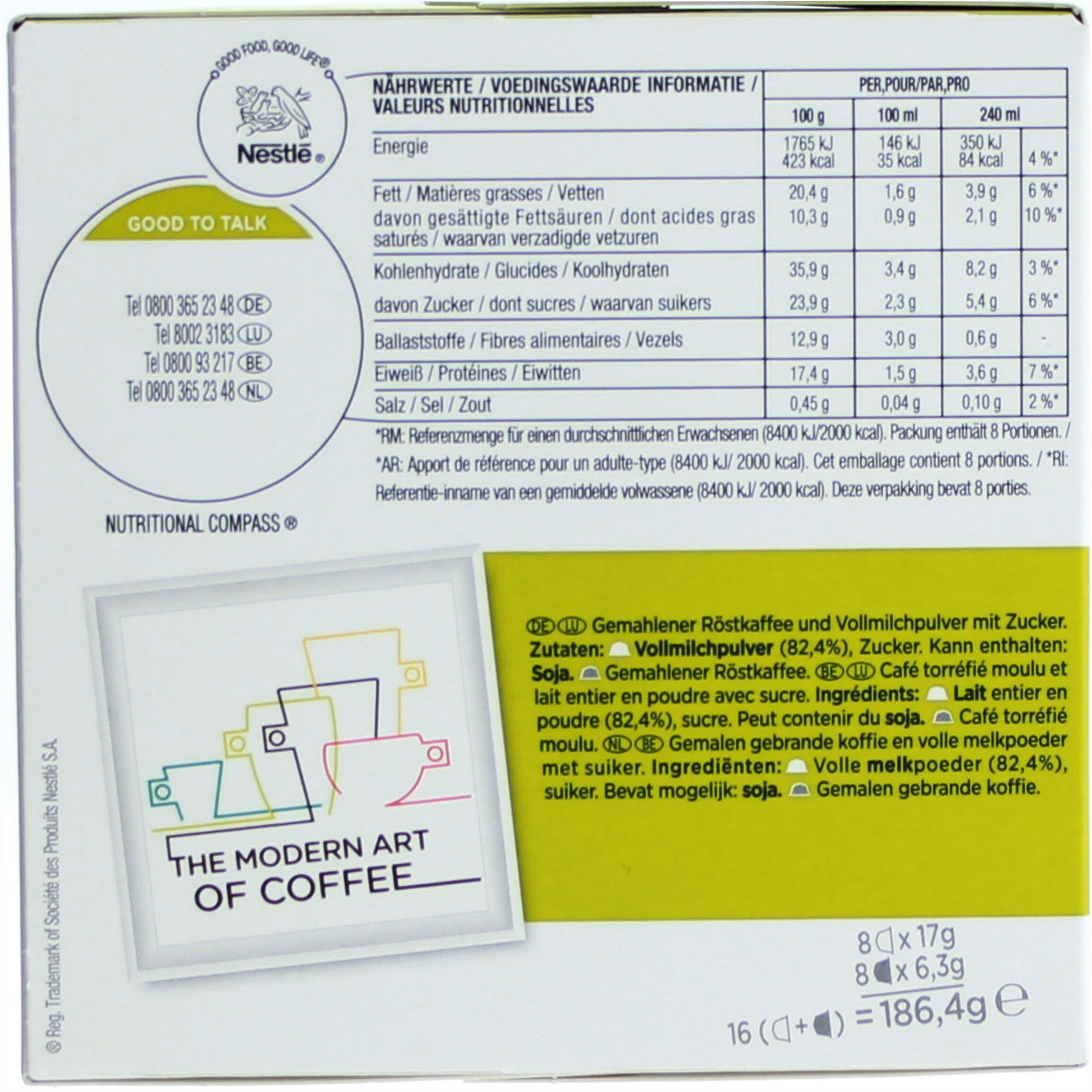 Nestle Nescafe Dolce Gusto Cappuccino Round & Silky Roast & Ground Coffee 16 Capsule, 186.4G ((8 Creamer + 8 Coffee))