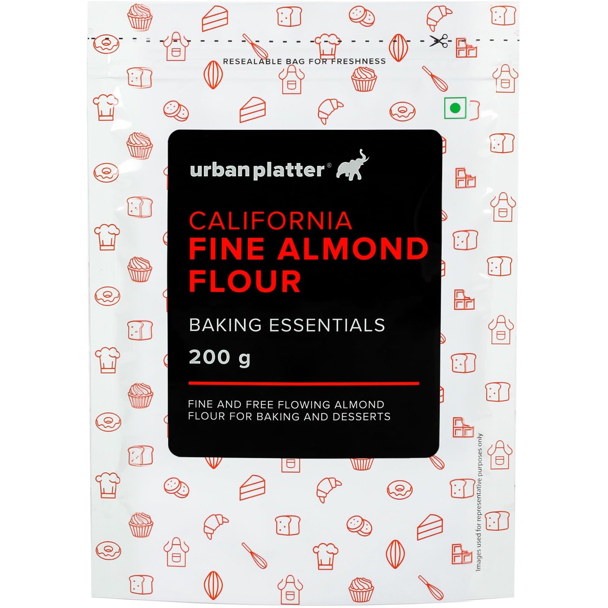 Urban Platter California Fine Almond Flour, 200g [Gluten-Free | Low-carb | Unblanched | Protein Rich]