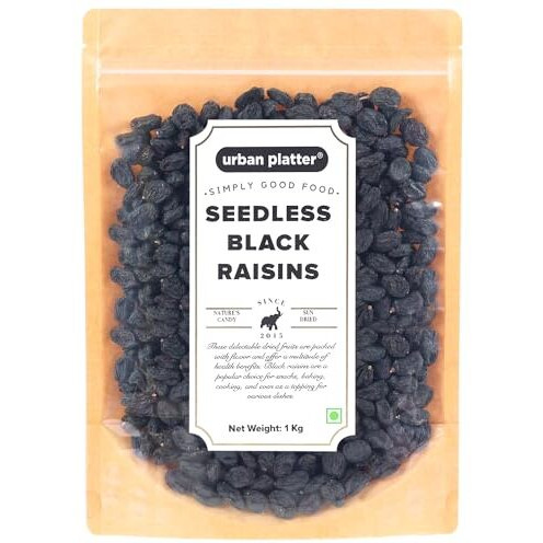 Urban Platter Seedless Black Afghan Raisins, 1Kg