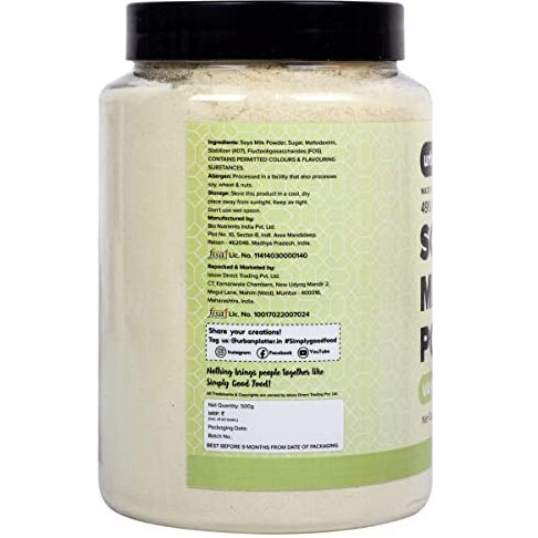 Urban Platter Vanilla SOYA Milk Powder, 500g [Plant-Based / Milk Alternative, Non-GMO & 25% Protein]