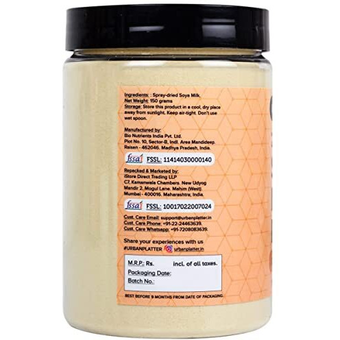 Urban Platter SOYA Milk Powder, 150g / 5.3oz [Plant-Based / Milk Alternative, Non-GMO & 49% Protein]