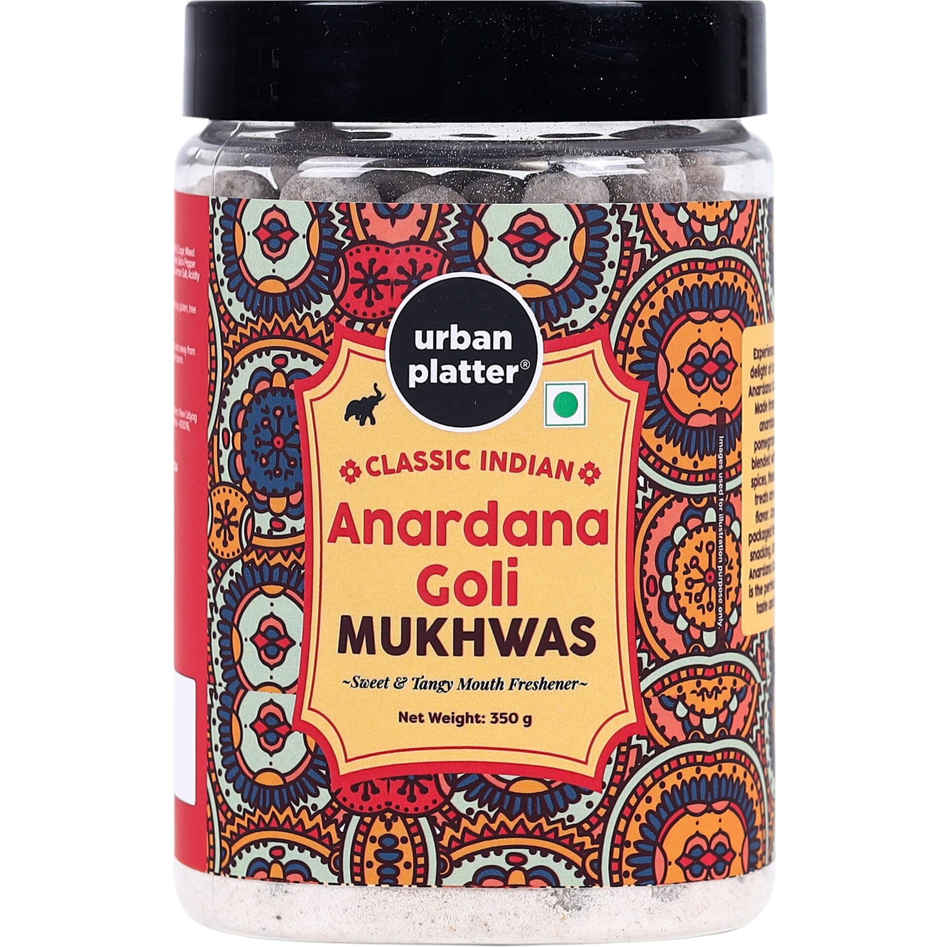 Urban Platter Digestive Anardana Goli Mukhwas, 350g / 12.34oz [Mouth Freshener, Digestive, After-Meal Snack]