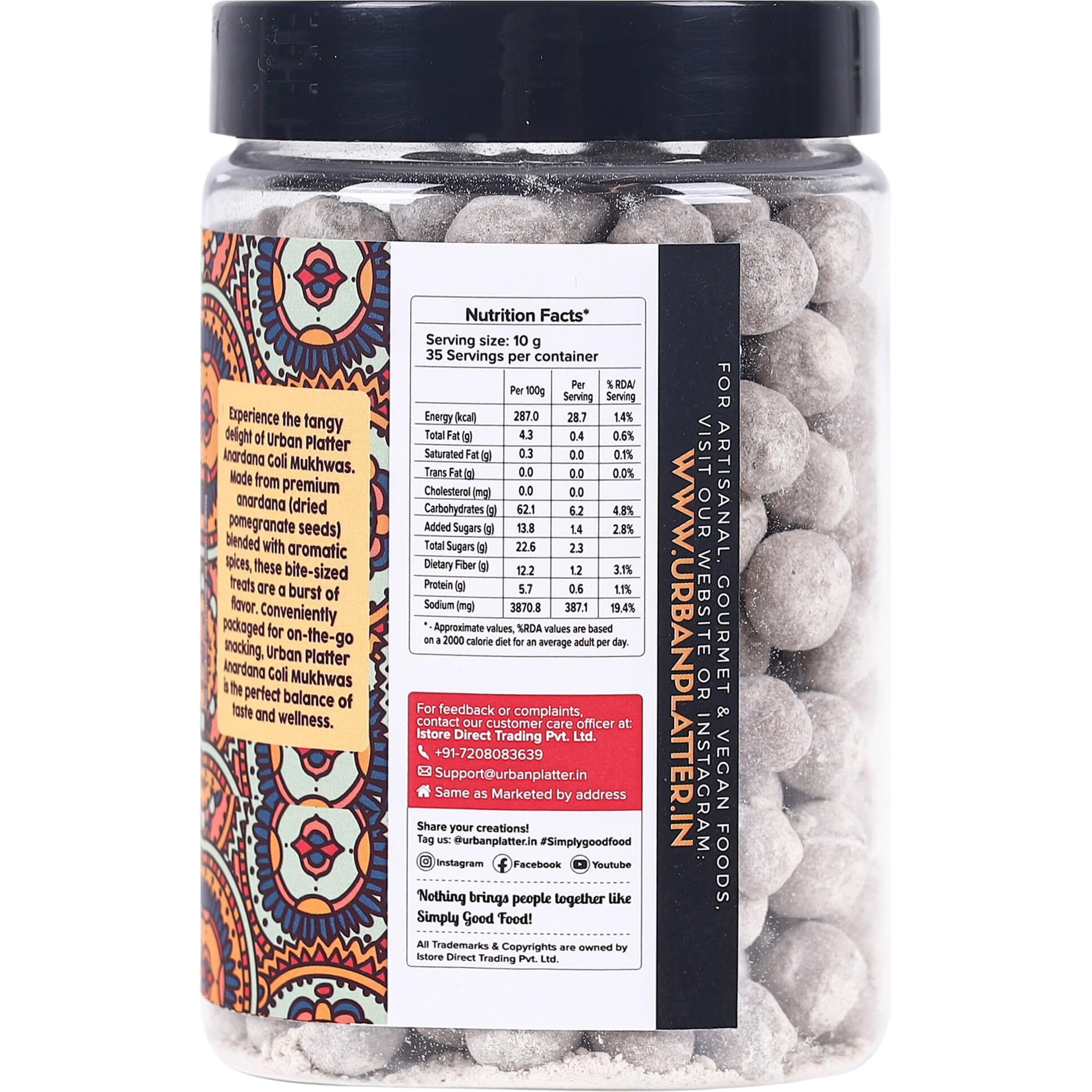 Urban Platter Digestive Anardana Goli Mukhwas, 350g / 12.34oz [Mouth Freshener, Digestive, After-Meal Snack]