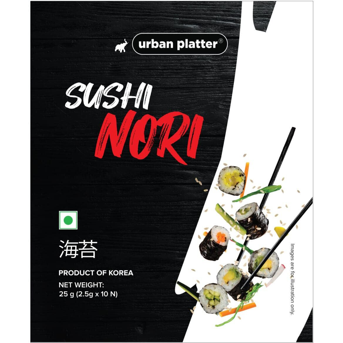 Urban Platter Sushi Nori Sheets, 25g [Roasted Seaweed Laver | Pack of 10 Sheets | Product of Korea | Umami Flavour]