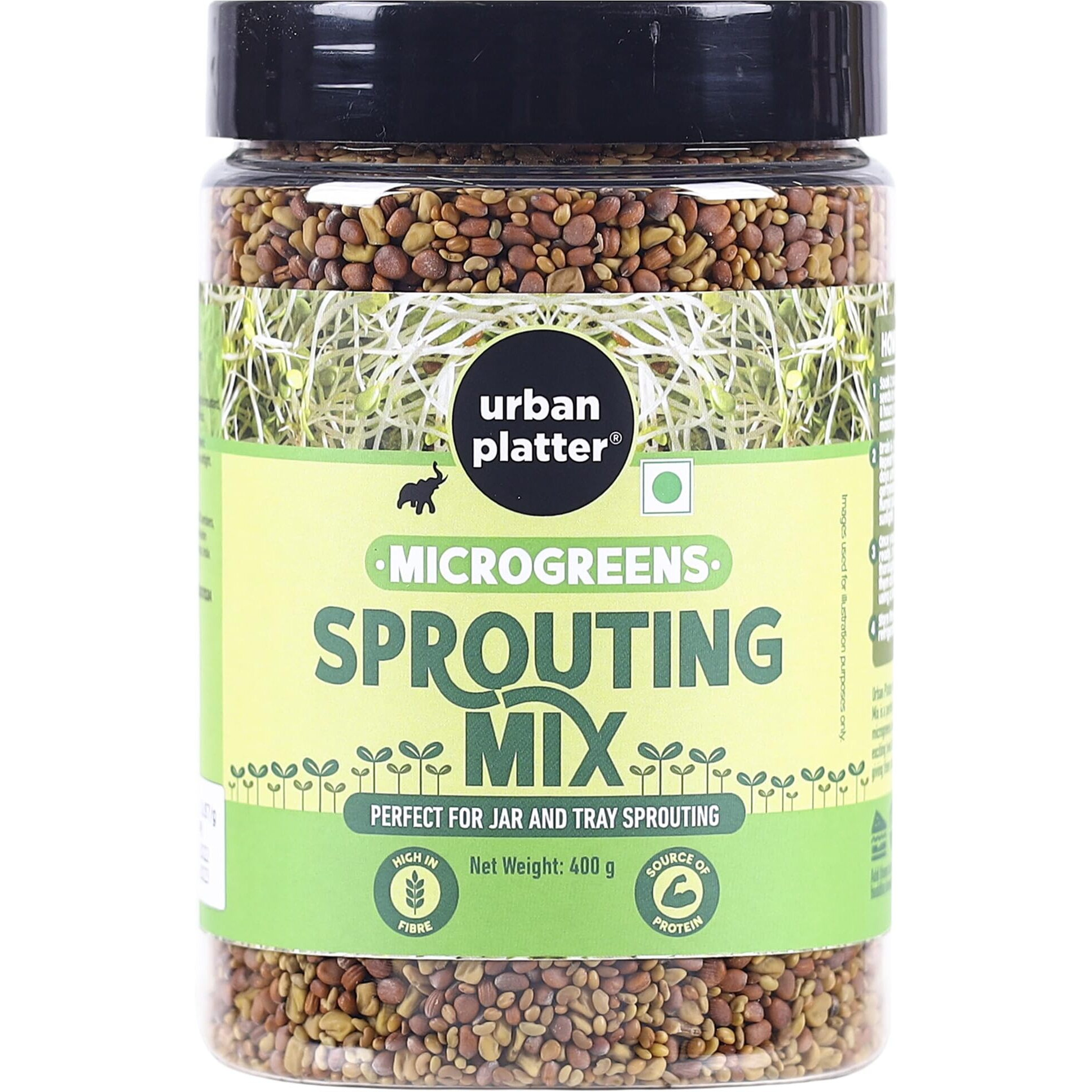 Urban Platter Microgreens Sprouting Mix, 400g / 14oz [Clover, Radish, Fenugreek & Alfalfa Seeds Mix]