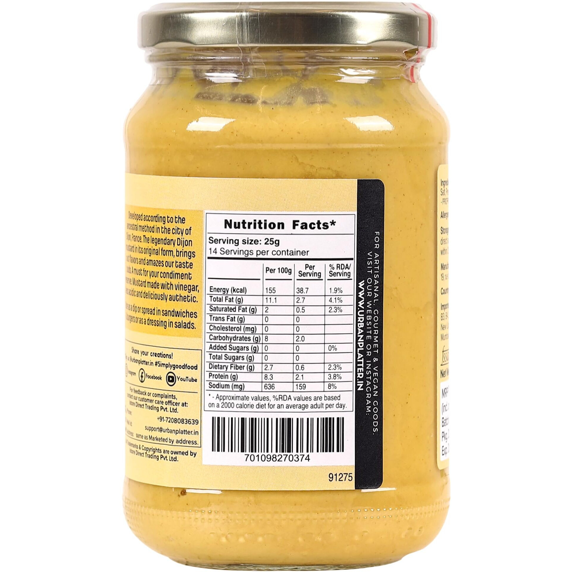 Urban Platter French Dijon Mustard, 350g