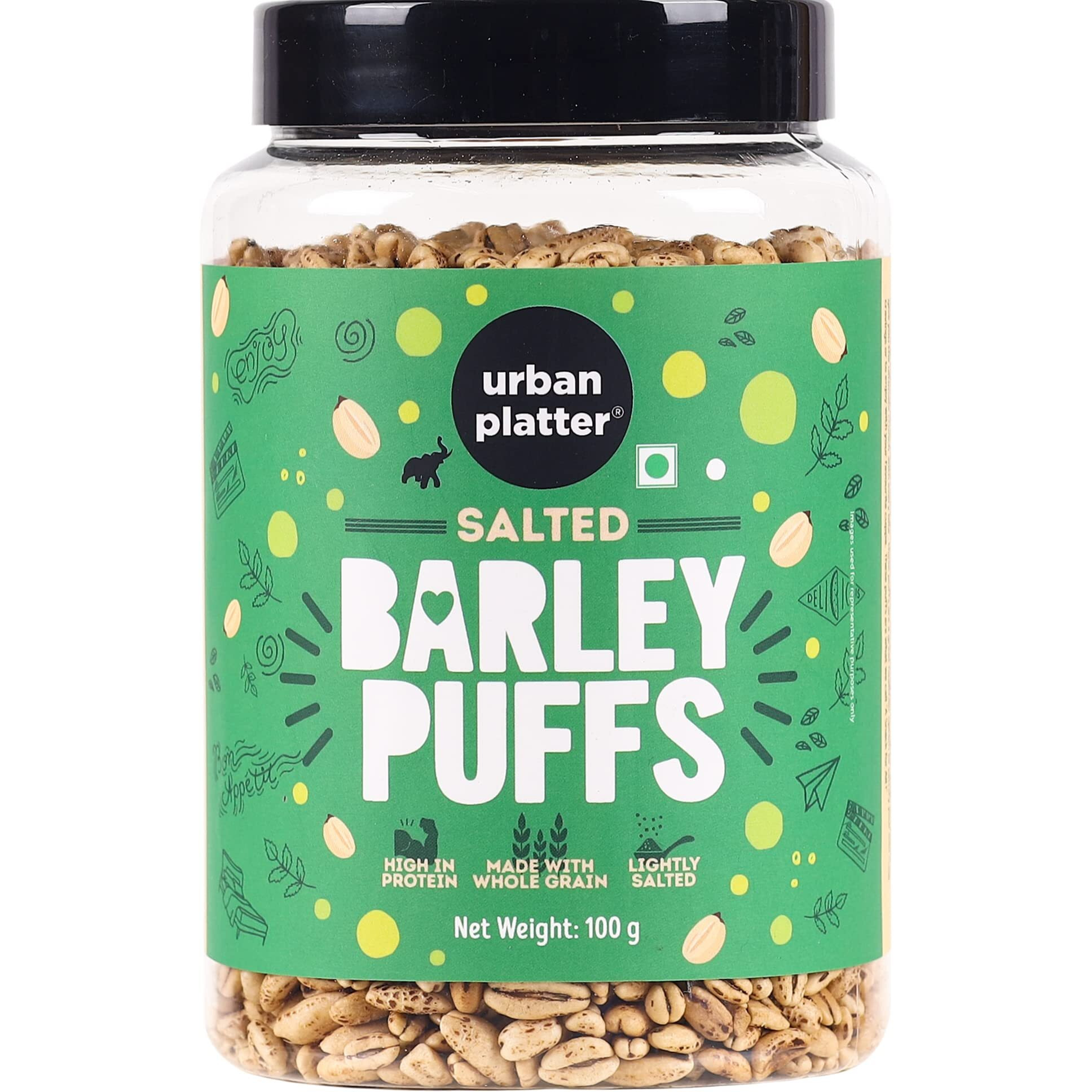 Urban Platter Barley Puff, 100g (Lightly Salted | High in Protein | Whole Grain | Low-Fat Snack)