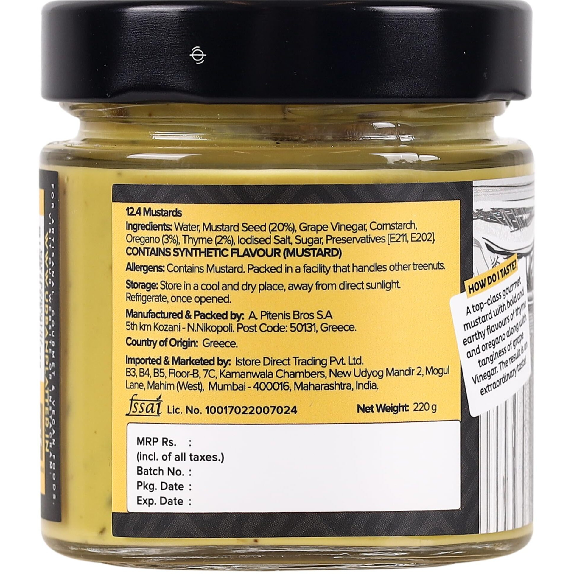 Urban Platter Thyme & Oregano Greek Mustard, 220g [Local Produce of Greece, Mediterranean Cuisine, Perfect for Dressing, marinades etc]