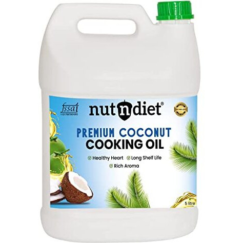 nutndiet Premium Edible Coconut Oil For Cooking, 5 Litre CAN