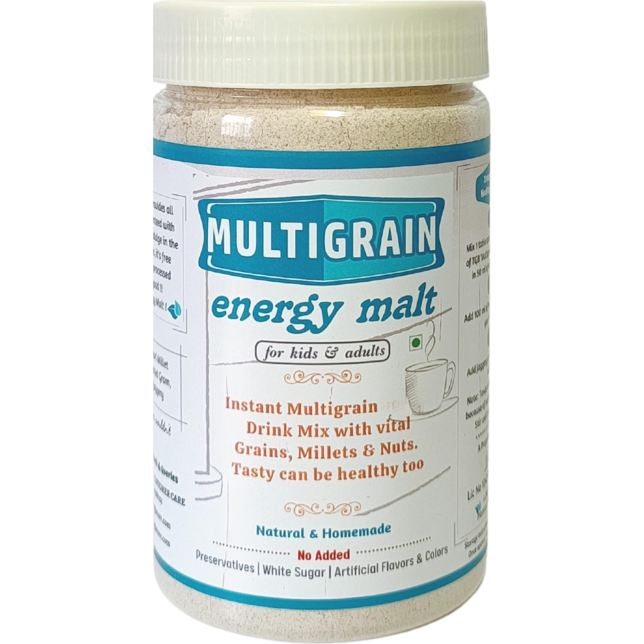 The Great Banyan Multigrain Energy Malt, 300g  Natural Instant Milk Mix for Kids & Adults | Made with Millets, Nuts & Wholegrains | No White Sugar, No Preservative Mix