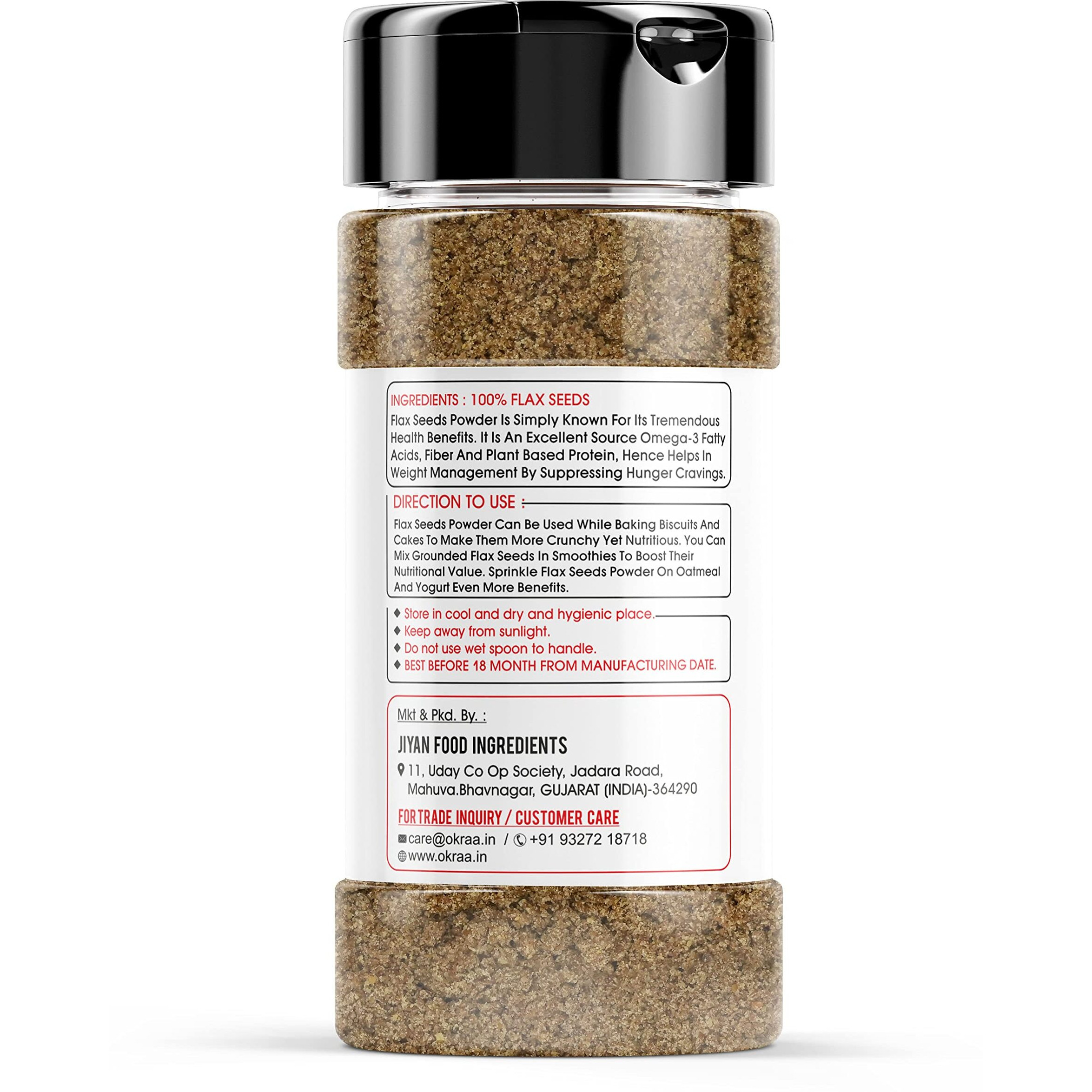 OKRAA Flax Seed Powder | Organic Pure & Natural (Alsi) - 100 GM | Rich in High Protein & Omega 3 | Diet Food | Alsi Powder | Improves Hair Growth