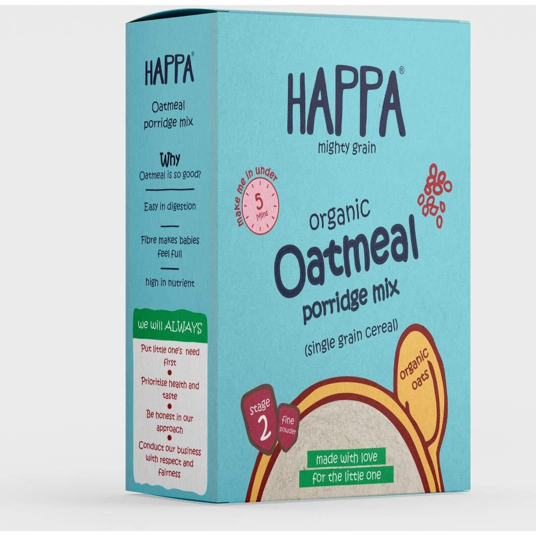 Happa Organic Baby Food Oatmeal Porridge Mix Cereal | Vitamin Mineral Powerhouse | Instant Health Food | 100% Natural and Organic Khichdi | No Added Salt, Sugar or Milk | No preservatives | 200gm