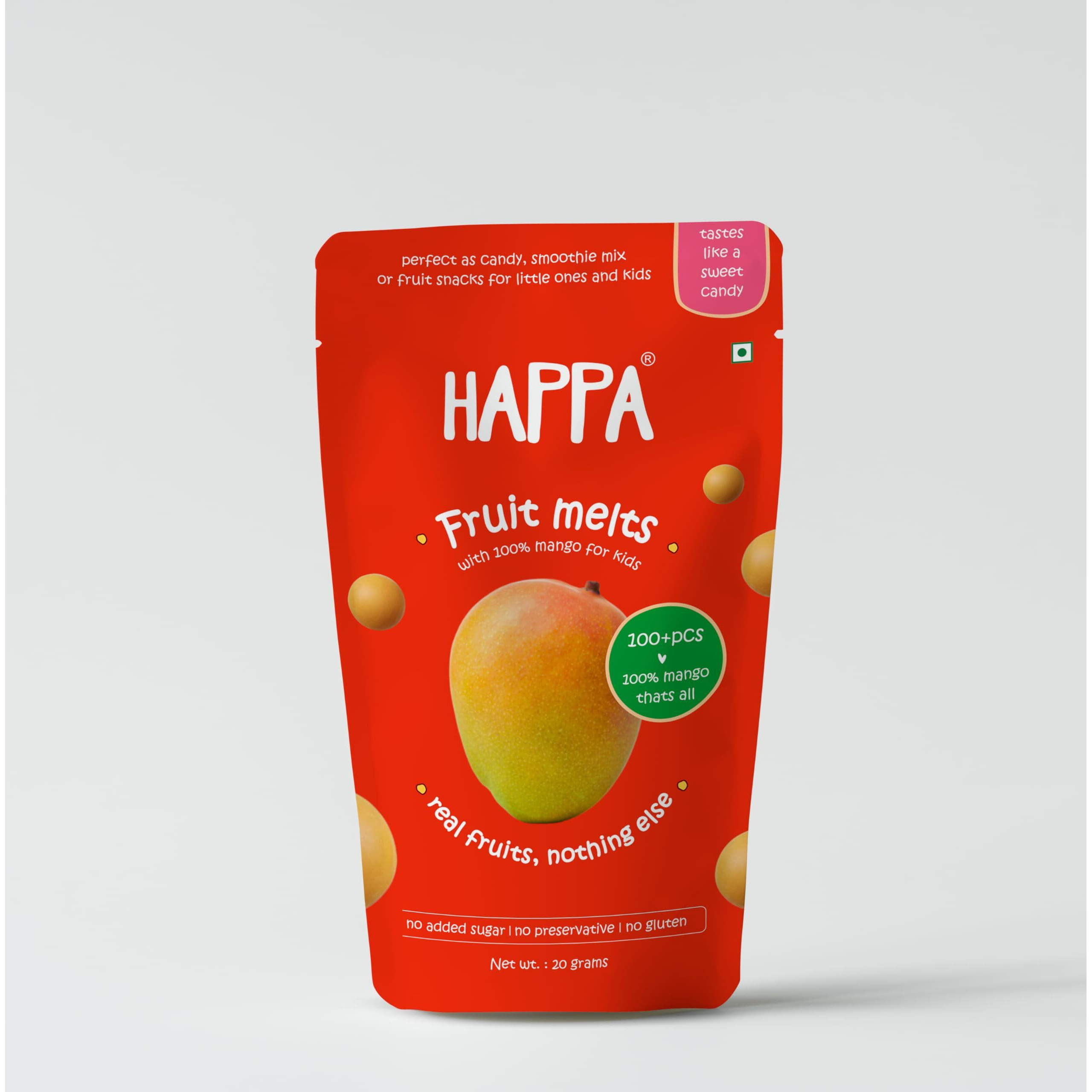 Happa Fruit Melts and Yogo Melts | Mango, Strawberry and Blueberry | Real Fruit and Yogurt snacks | Probiotics, Protien and Calcium |Safe from 8 months onwards | Easy to Carry | Pack of 3