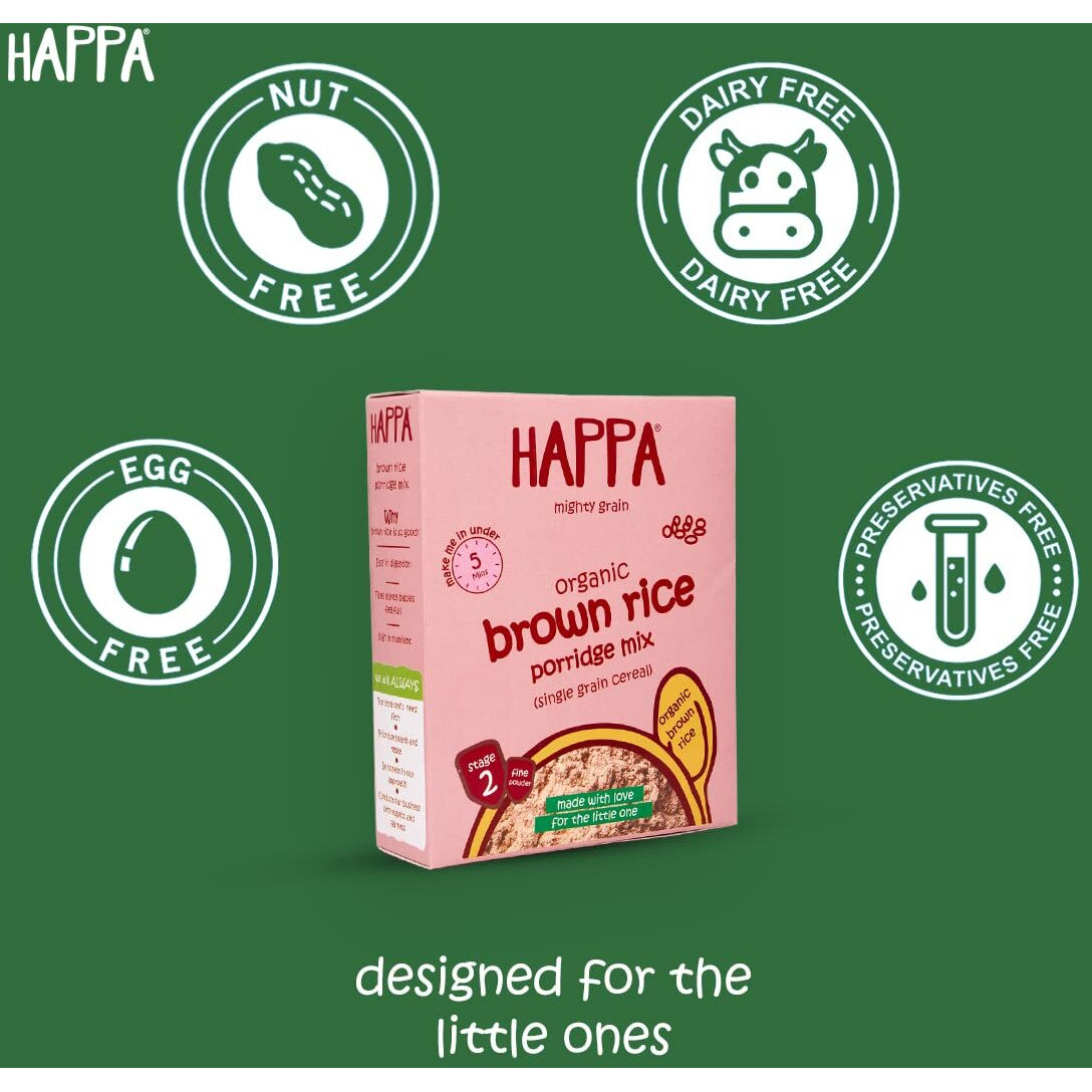 Happa Organic Baby Cereal (Brown Rice+ Apple + Banana) No Milk, No added Sugar, No Preservative, 200 Grams