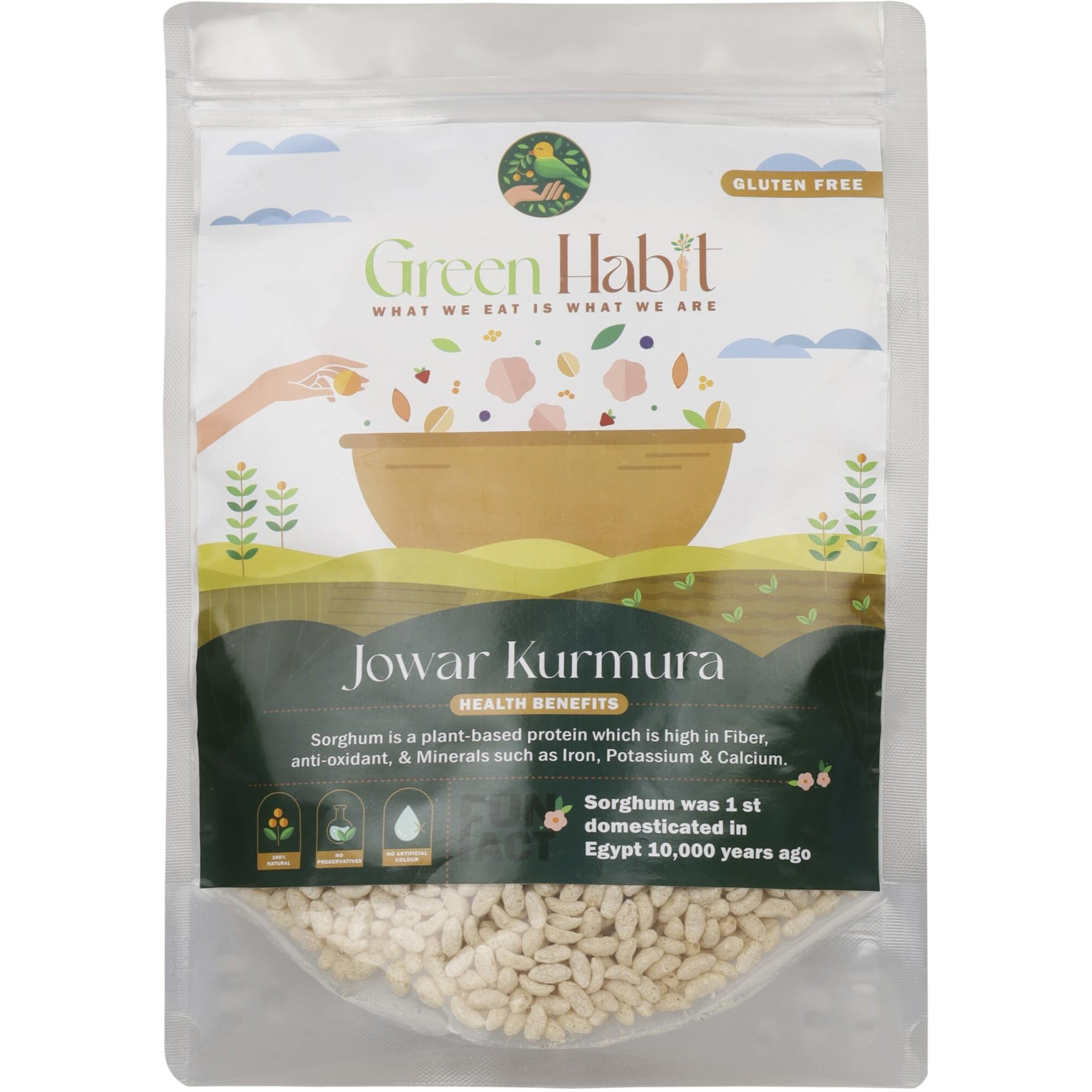Greenhabit Jowar KURMURA MURMURA aka Jowar Puff for Healthy Breakfast Snack Food (200 gm pack of 1)