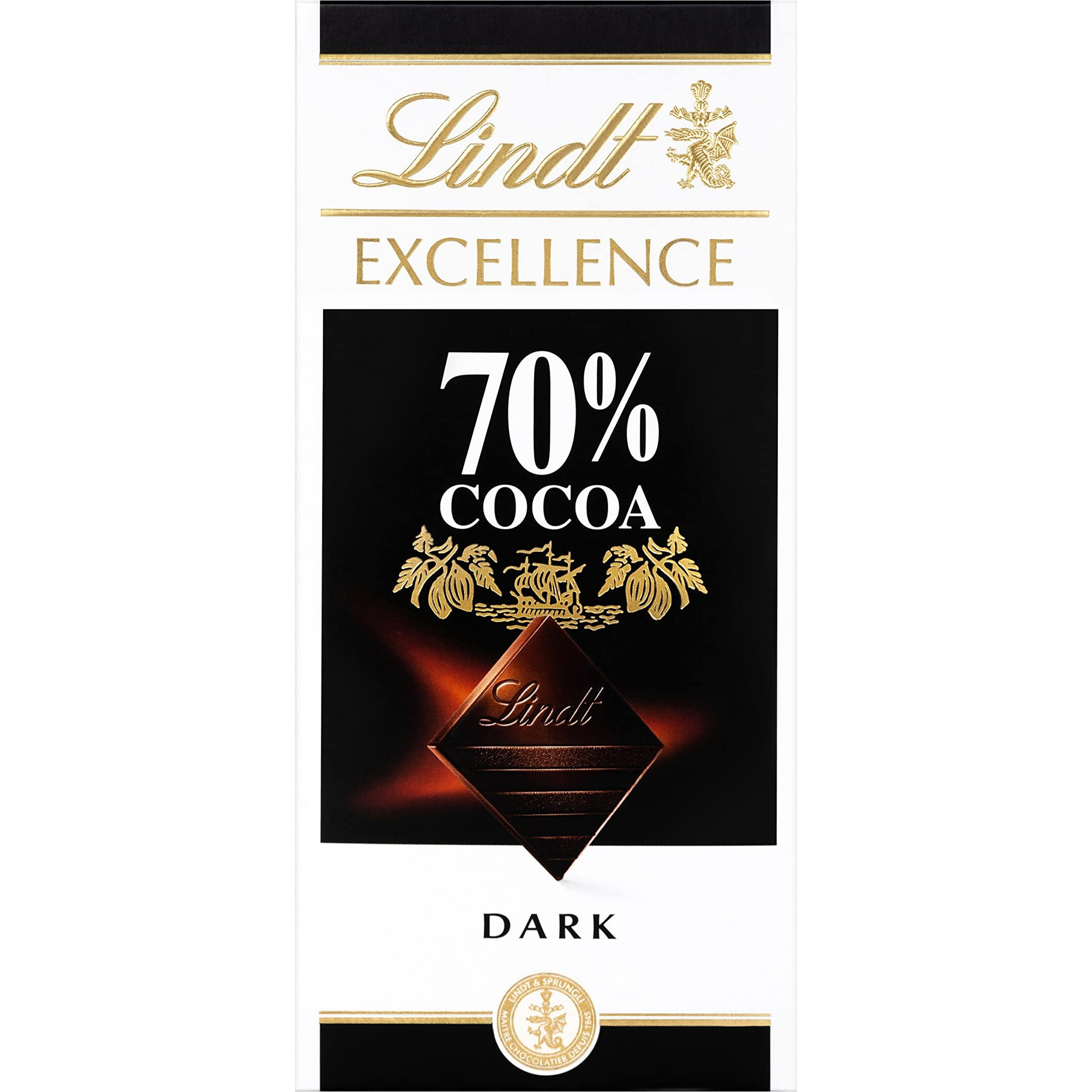 Lindt Excellence 70% Cocoa Dark Chocolate, 2 X 100 g