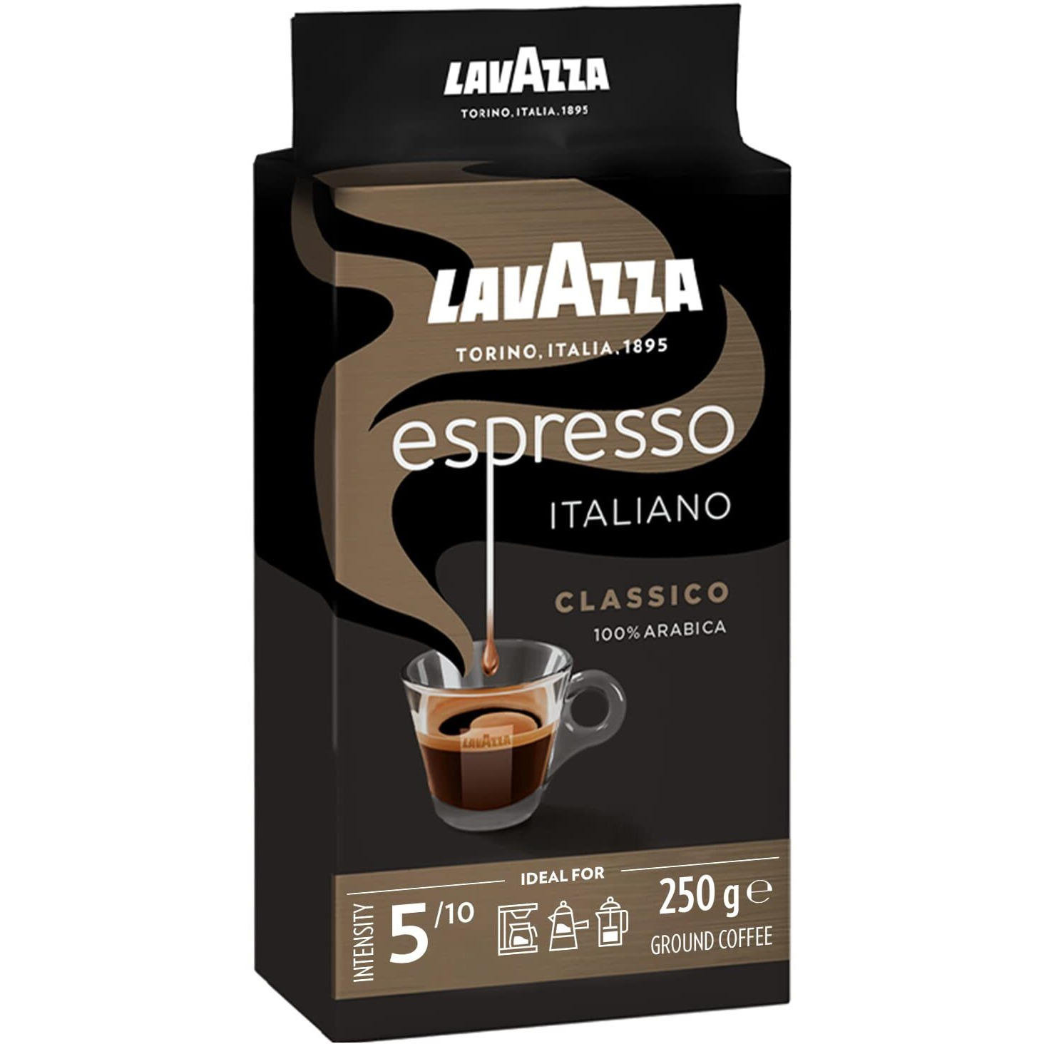 Lavazza Caffe Espresso, 100% Arabica Light Roast Ground Coffee, 250 G (Pack Of 6), Box