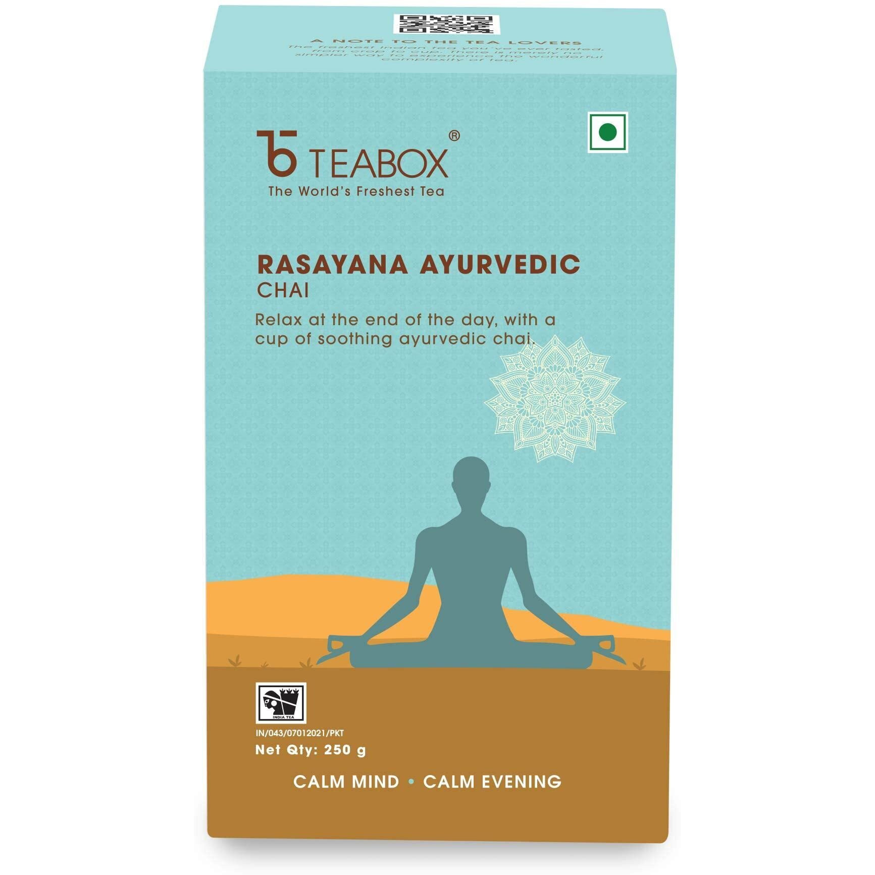 Teabox Rasayana Ayurvedic Chai 250 Grams | Evening Ayurvedic chai handcrafted to relieve daily stress | Blended with Ayurvedic spices & herbs