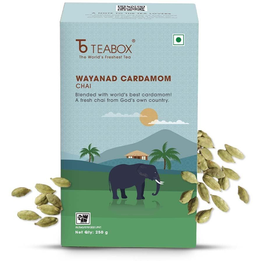 Teabox Wayanad Cardamom Chai | From Gods Own Country | Blended With The Best Cardamom Found In The World, 250 Grams