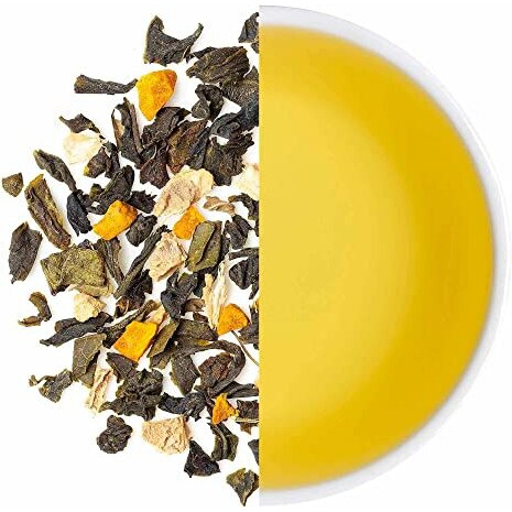 Teabox Organic Turmeric Ginger Tulsi Green Tea 100 grams | For Immunity Boosting, Digestion and Sore Throat | 100% Whole Leaf Tea, 0% Bitterness