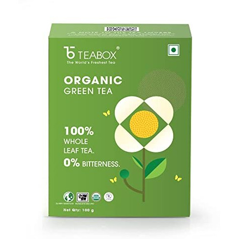 Teabox ORGANIC Darjeeling Green Tea Loose Leaves | Made with 100% Whole Leaf, Sourced from Highlands of Darjeeling | 0% Bitterness Assured | 100G