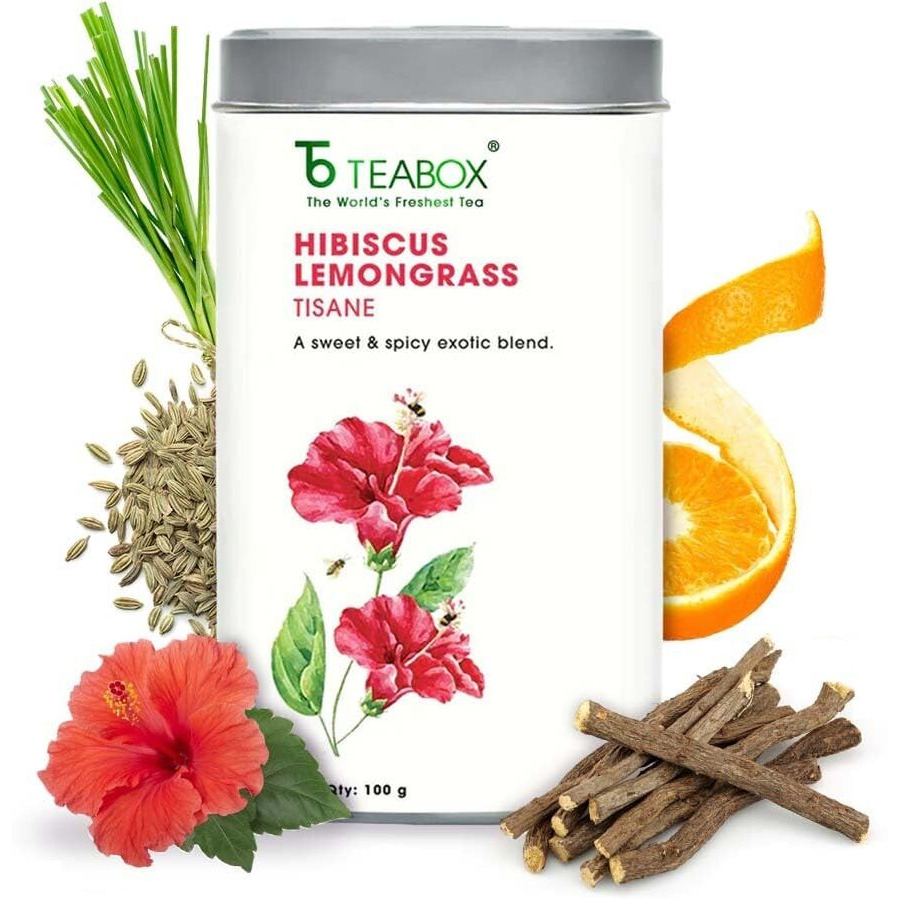 Teabox Hibiscus Lemongrass Tisane 100 GM | With A Dash Of Honey | Its The Perfect Garden Party Tea