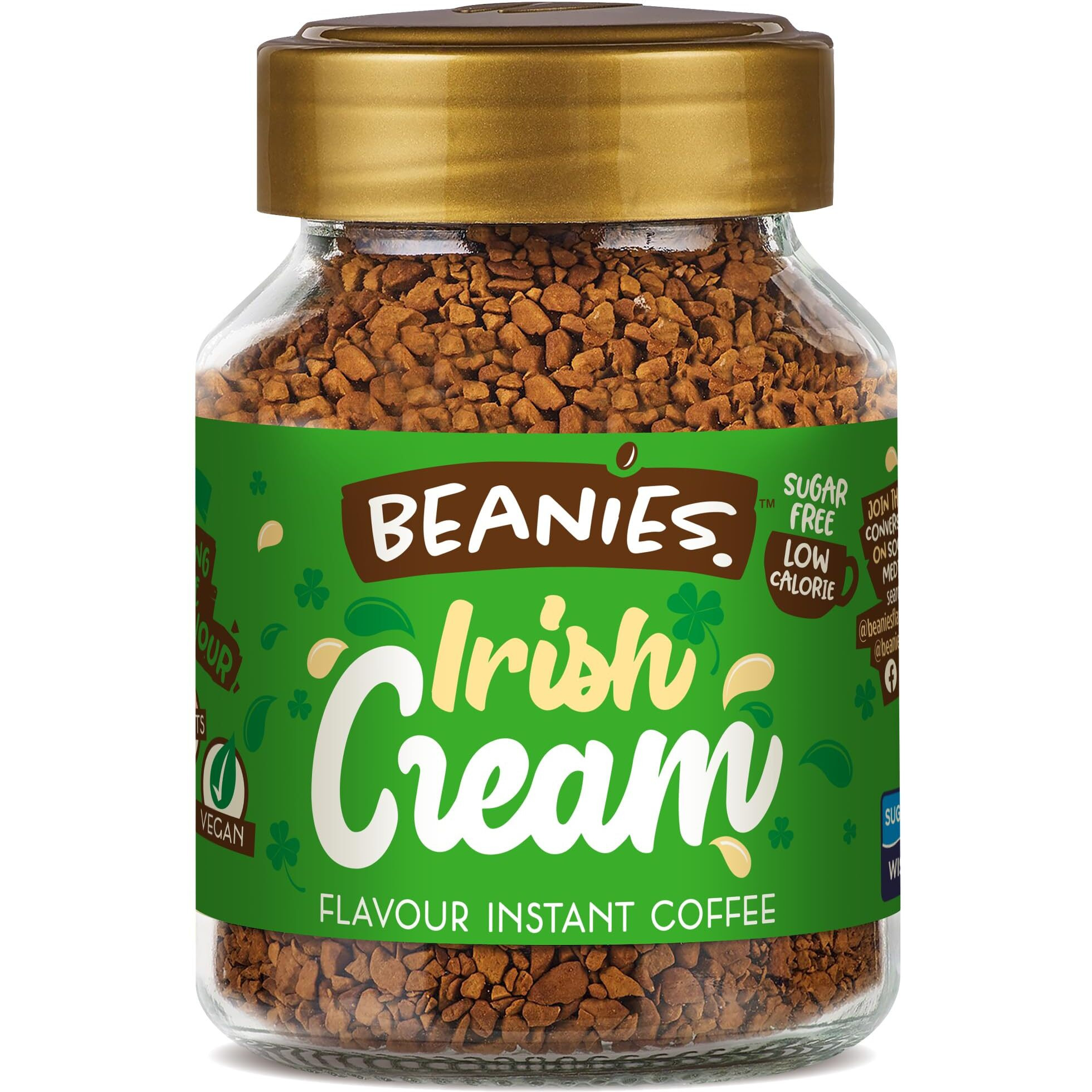 Beanies|Instant Flavoured Coffee |Irish Cream|Low Calorie, Sugar Free|50 g|Pack of 1