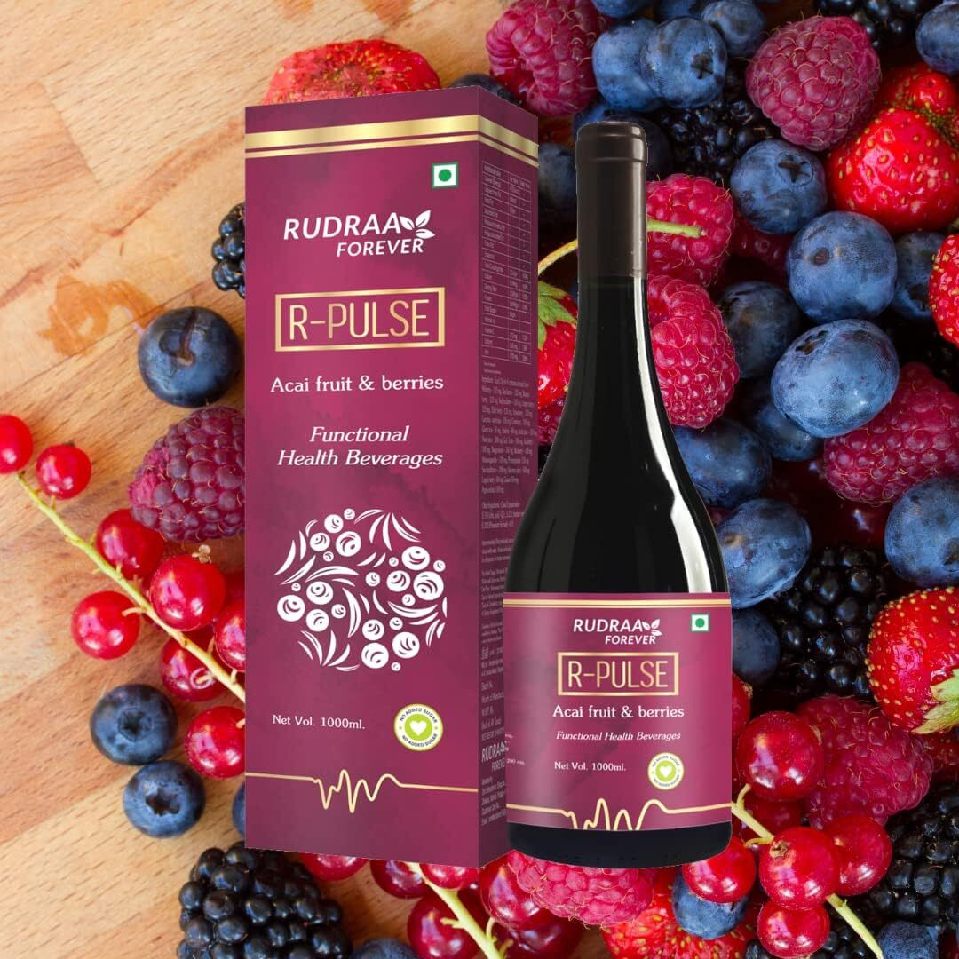Rudraa R-Pulse Acai Berry Juice For Body Antioxidant | Detoxification Antiviral | Immunity Booster | Weight Management | helping in UTI problem | 1000Ml