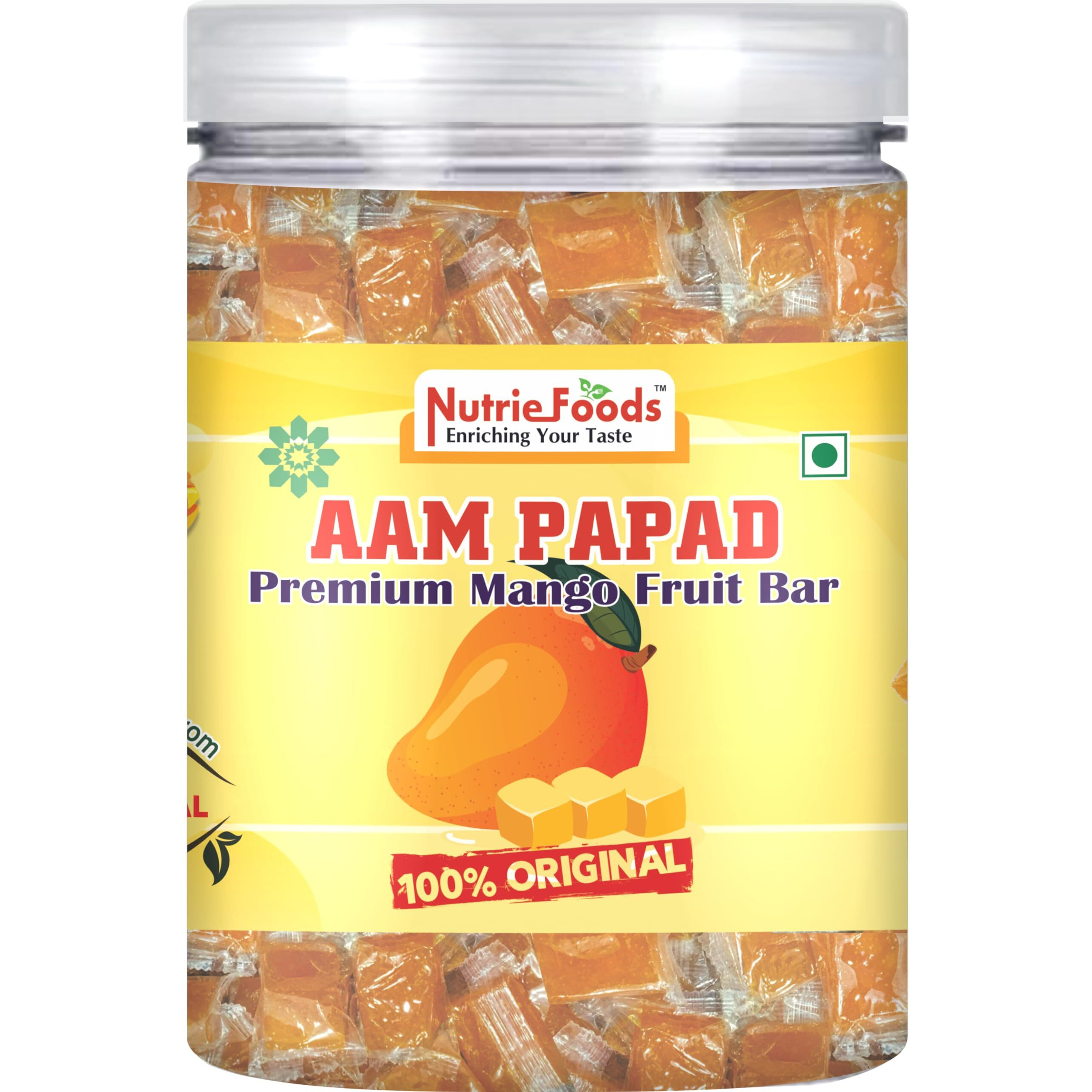 NUTRIEFOODS Enriching Your Taste Aam Papad | 100% Natural Fruit Candy | Premium Mango Fruit Bar, Mango Toffee/Mango Candy (400Gram), Fresh