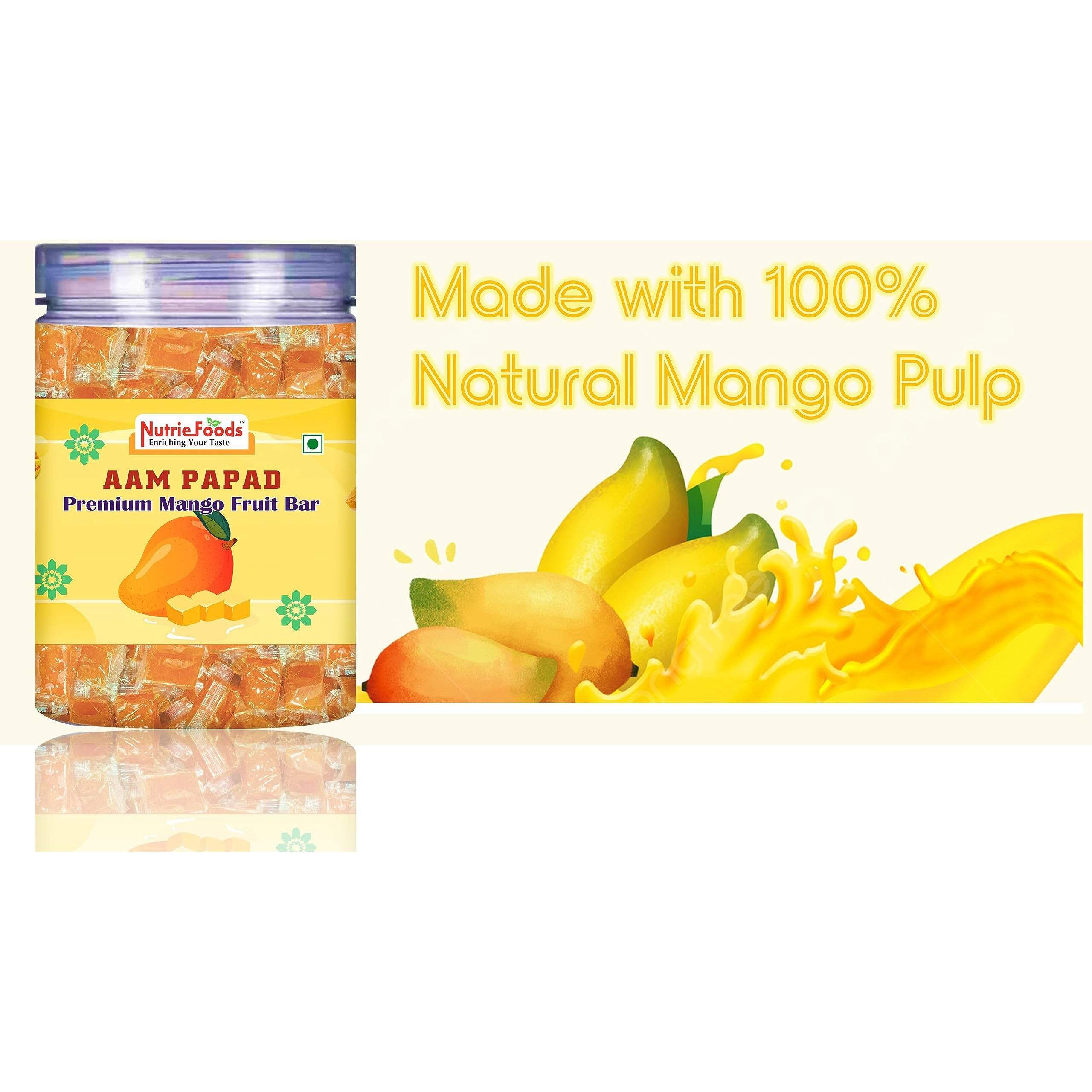 NUTRIEFOODS Enriching Your Taste Aam Papad | 100% Natural Fruit Candy | Premium Mango Fruit Bar, Mango Toffee/Mango Candy (400Gram), Fresh