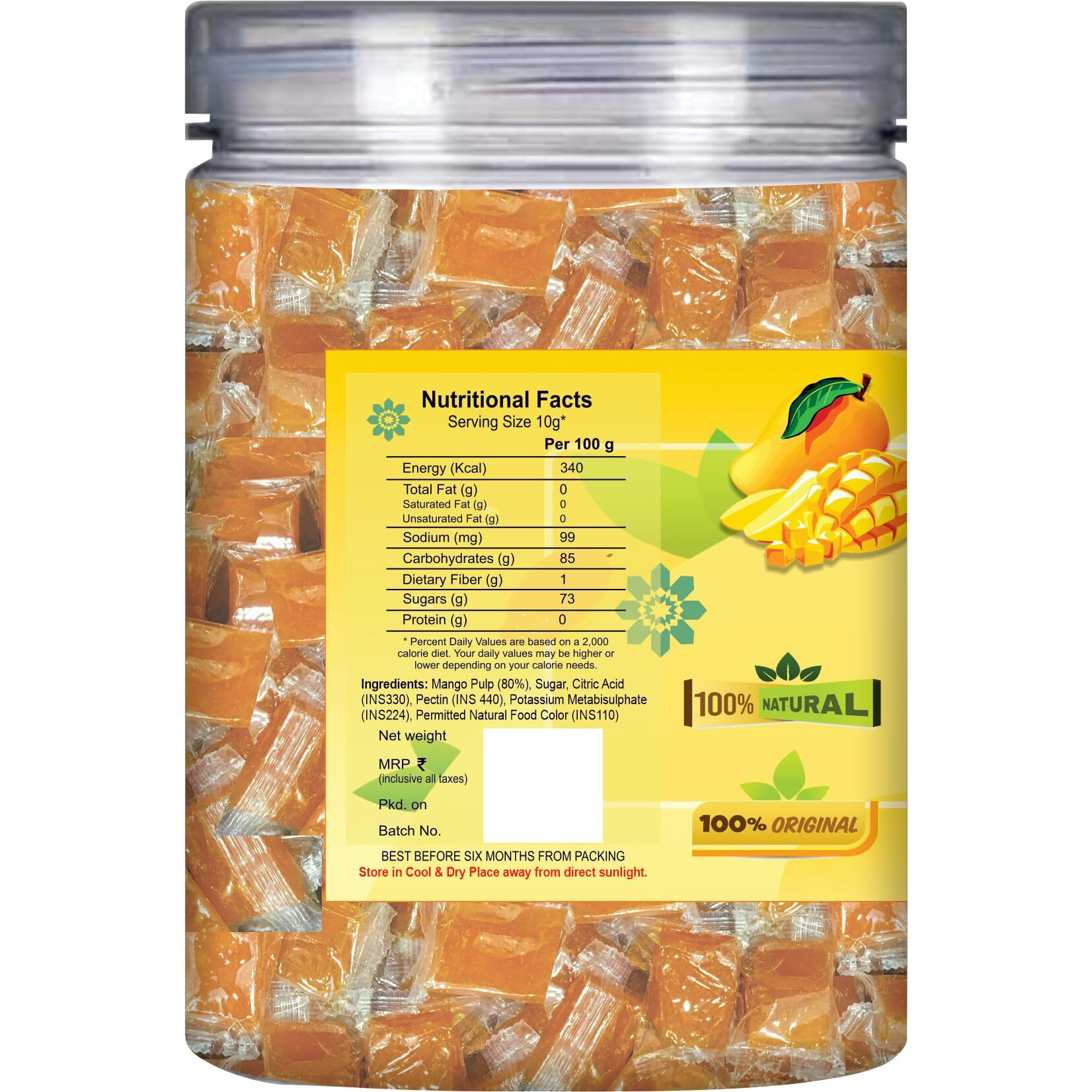 NUTRIEFOODS Enriching Your Taste Aam Papad | 100% Natural Fruit Candy | Premium Mango Fruit Bar, Mango Toffee/Mango Candy (400Gram), Fresh