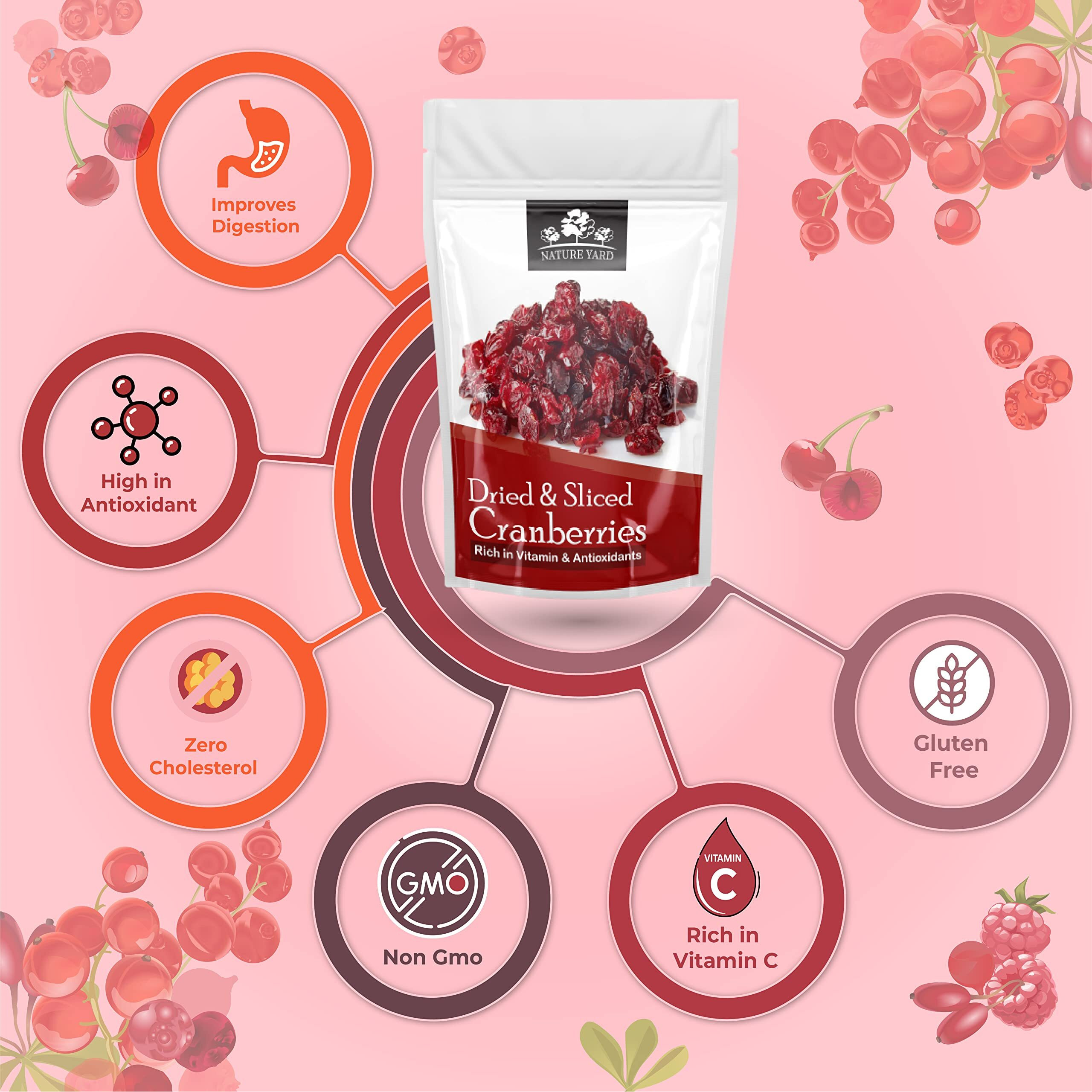 NATURE YARD Dried & Slices Cranberry - 1Kg, Pack of 1