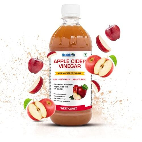Healthvit Apple Cider Vinegar With Mother Vinegar| Weight Loss Management | Better Skin | Digestive Enzymes | Energy Booster | Immunity Booster | Organic 500 ml