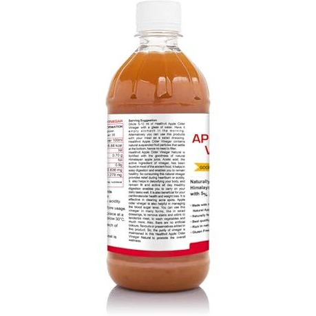 Healthvit Apple Cider Vinegar With Mother Vinegar| Weight Loss Management | Better Skin | Digestive Enzymes | Energy Booster | Immunity Booster | Organic 500 ml