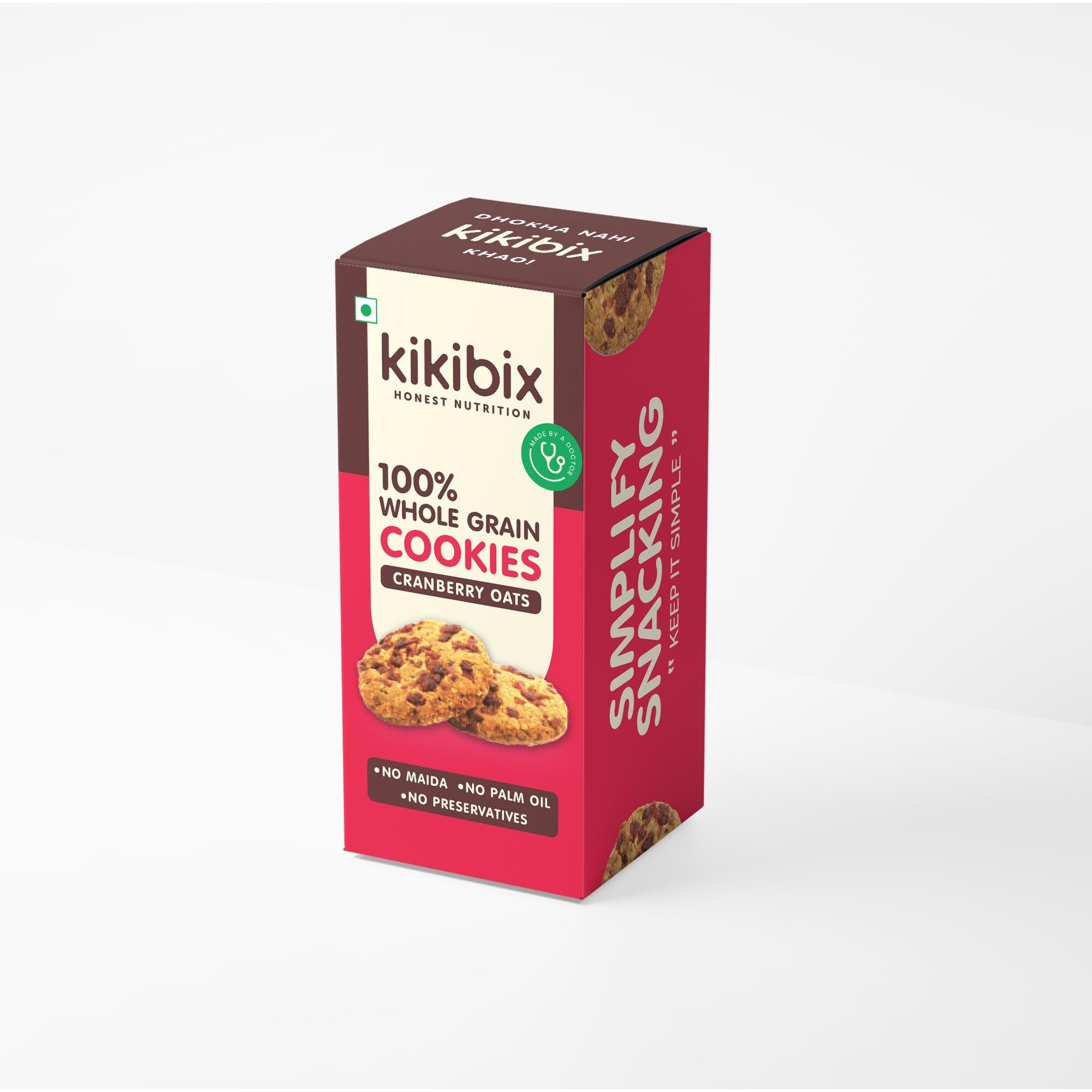 Kikibix Cranberry Oats Cookies | Tasty Jaggery Biscuits | No Maida, No Refined Sugar | Natural Biscuits With Berries & Seeds | Healthy Snacks For Adults & Kids | 130 Gms