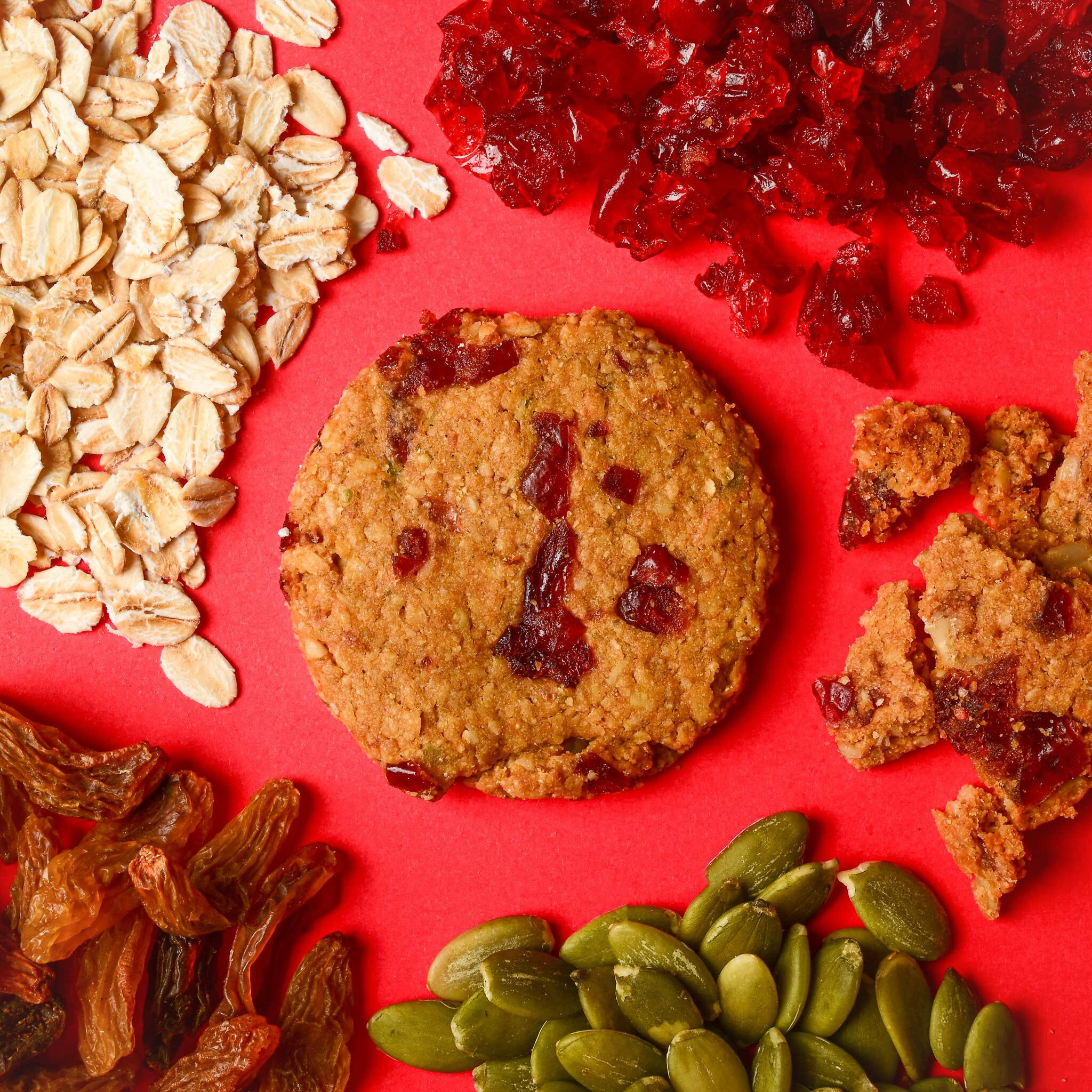Kikibix Cranberry Oats Cookies | Tasty Jaggery Biscuits | No Maida, No Refined Sugar | Natural Biscuits With Berries & Seeds | Healthy Snacks For Adults & Kids | 130 Gms